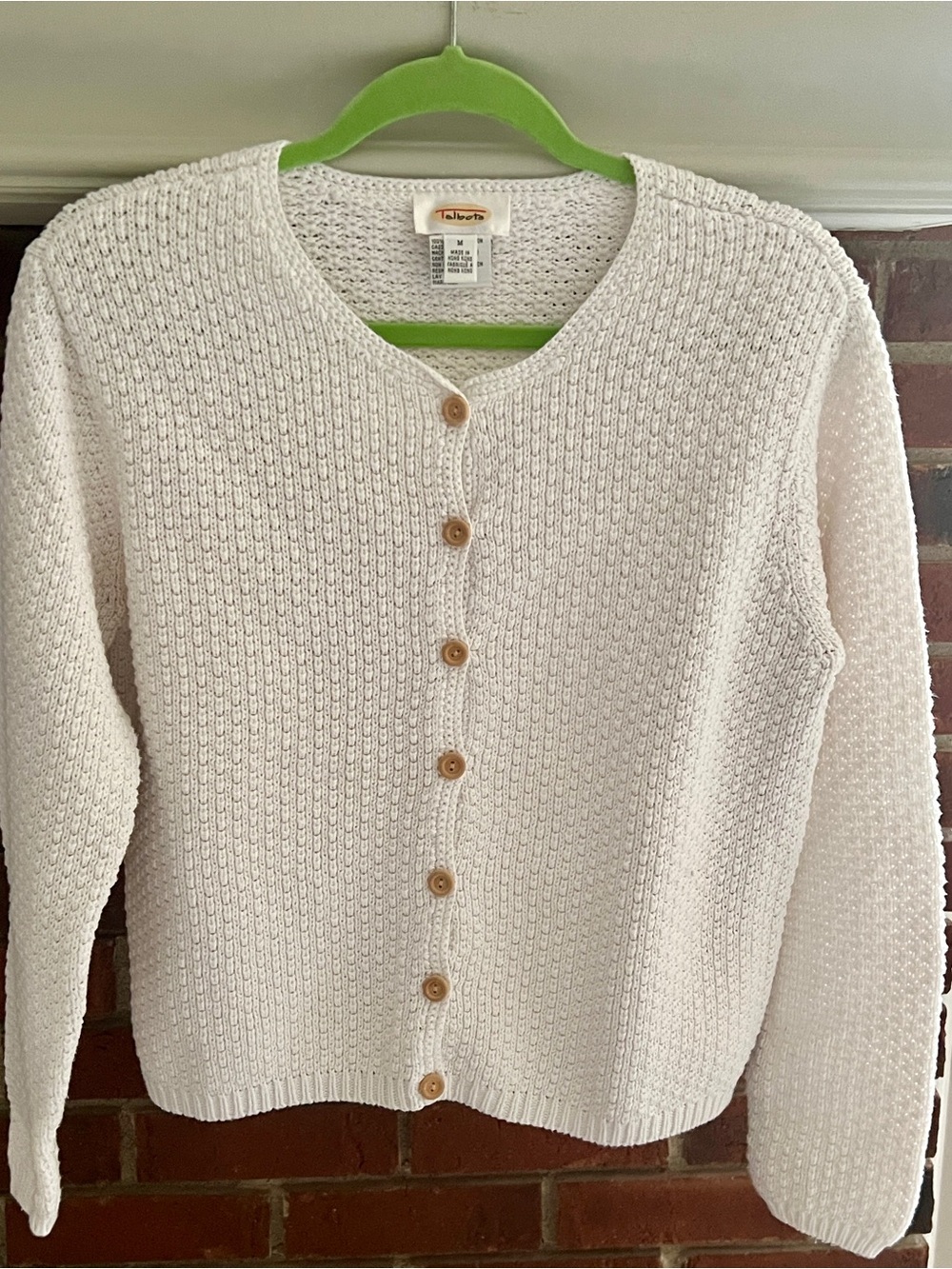 Talbots Cream Button-Front Knit Cardigan